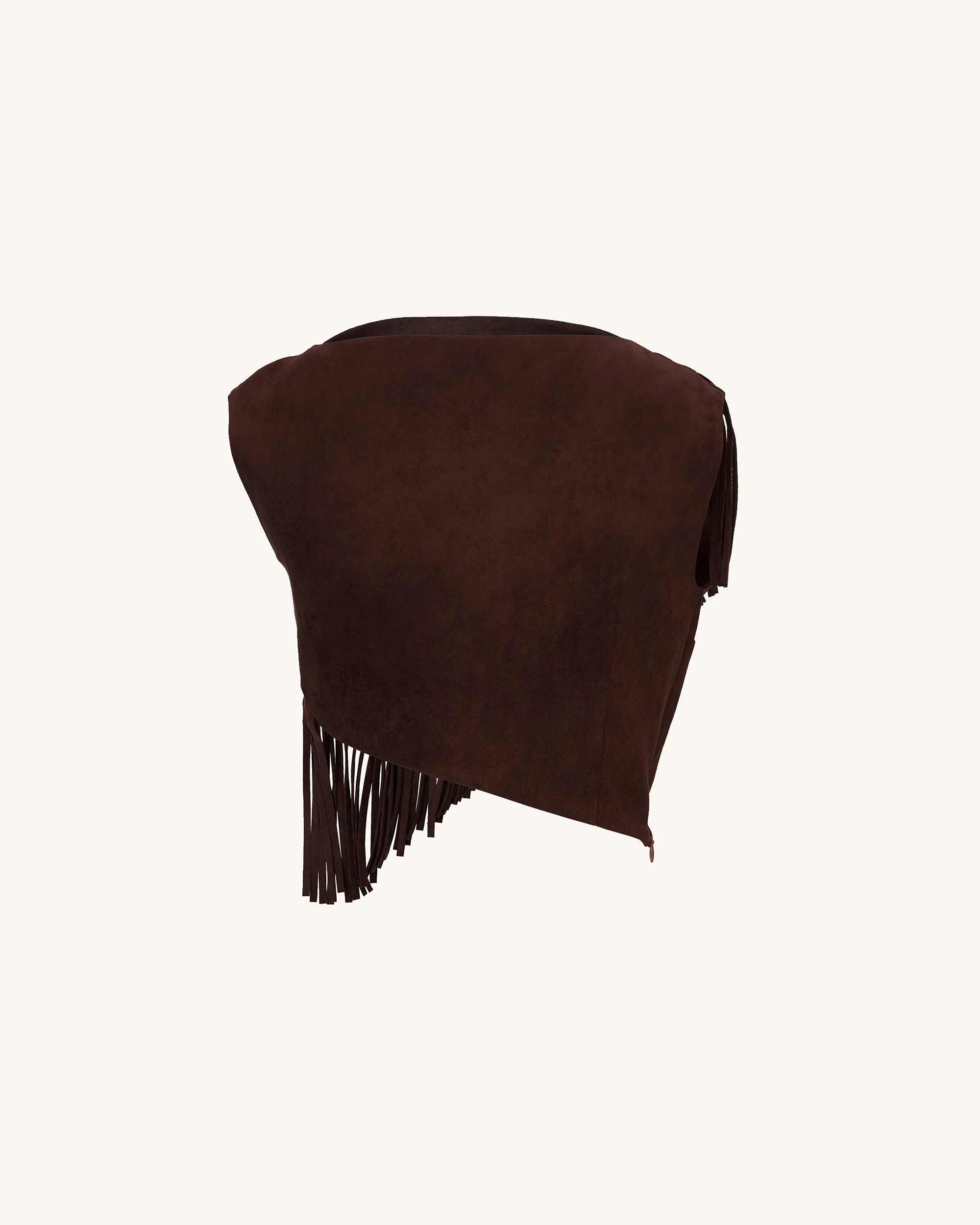 Ariana Asymmetric Fringe Sueded Top - Burgundy - Image 5