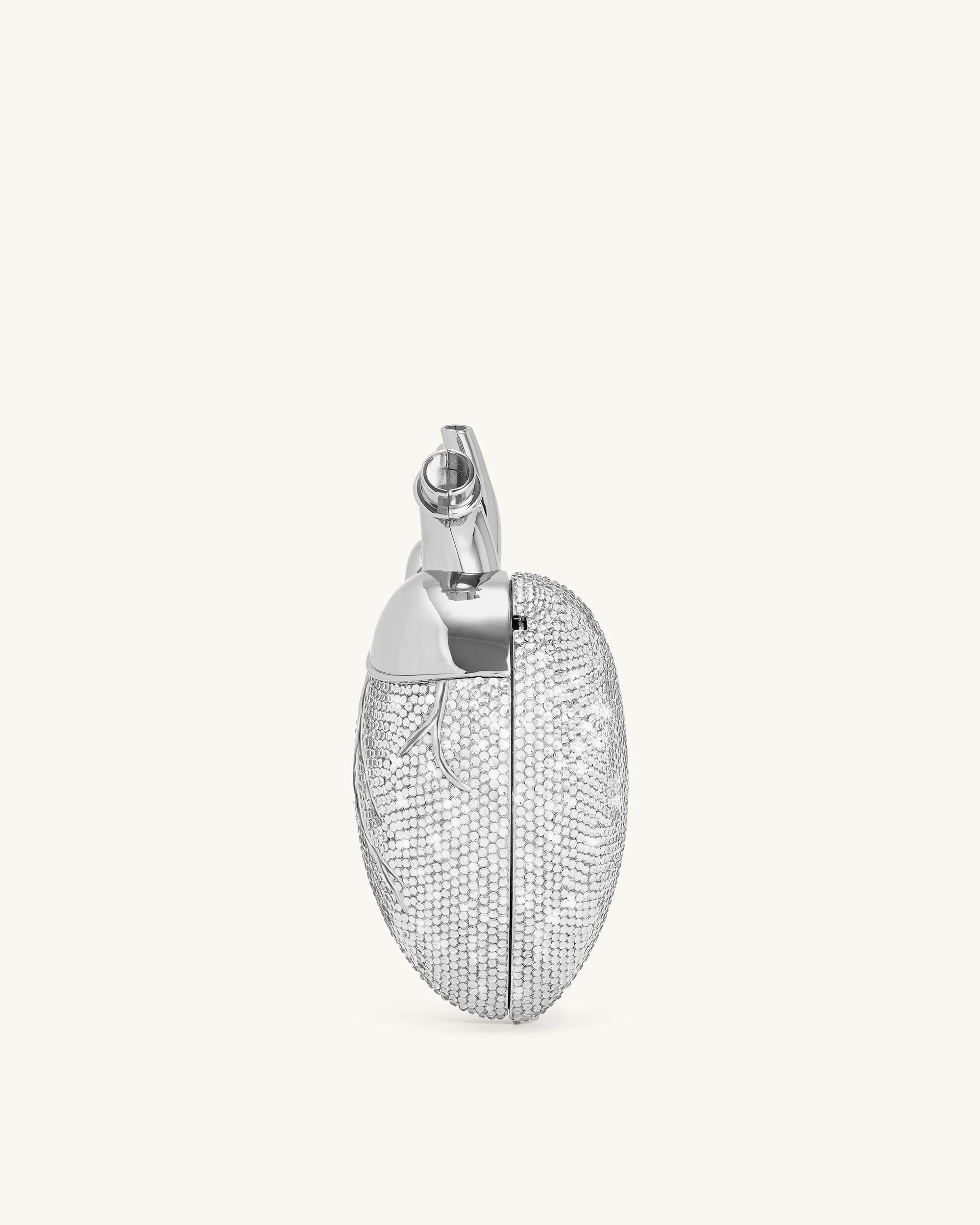 Maren Artificial Crystal Heart Shaped Bag - Silver - Image 4