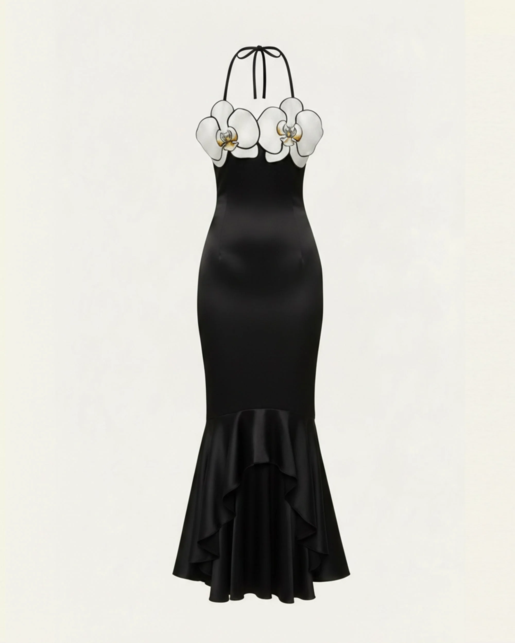 Orchid Embroidered High-Low Midi Dress - Black - Image 3